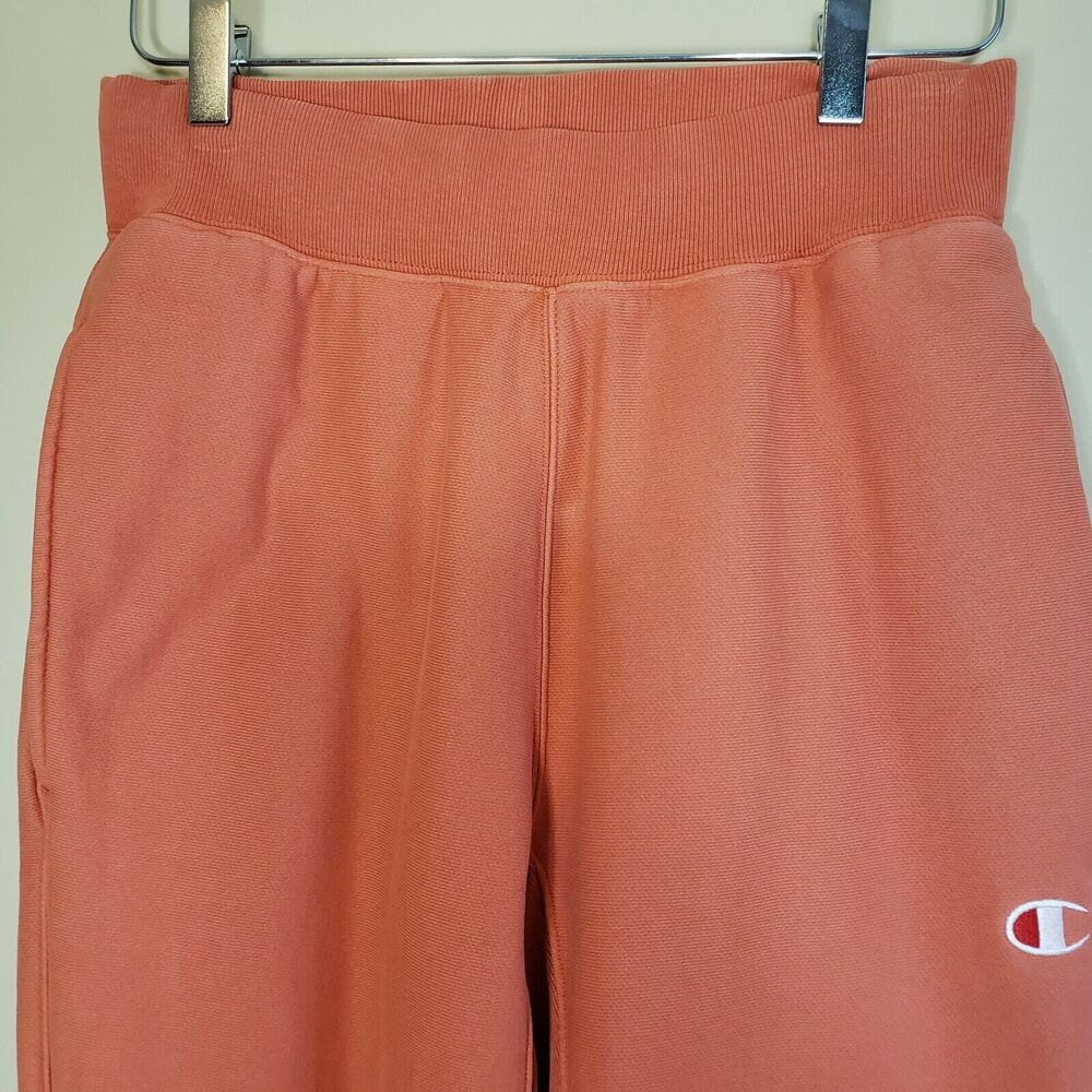 Champion Reverse Weave Vintage Wash Orange Sweatpants Blue Spellout Size Small - Picture 4 of 10